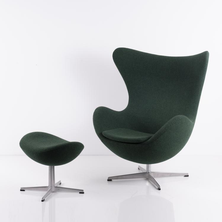Bild 4 zu Objekt, Sessel 'Egg chair' - '3316' mit Ottoman, 1957, Arne Jacobsen, Hansen, Fritz, Aller&ouml;d, 140D 722