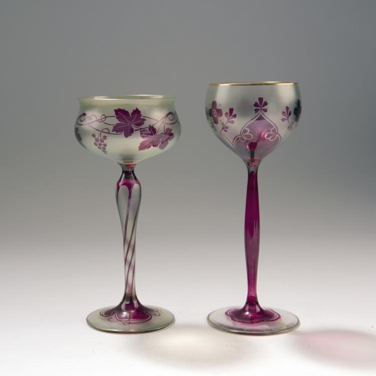 Hauptbild zu Objekt, Two wine glasses, c. 1900, B&ouml;hmen, 141A 185