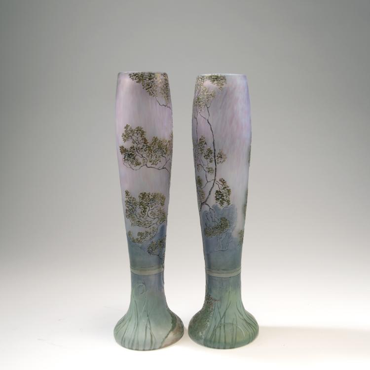 Bild 1 zu Objekt, Paar Vasen 'Paysage lacustre', 1910-15, Legras & Cie., Saint-Denis, 141A 203