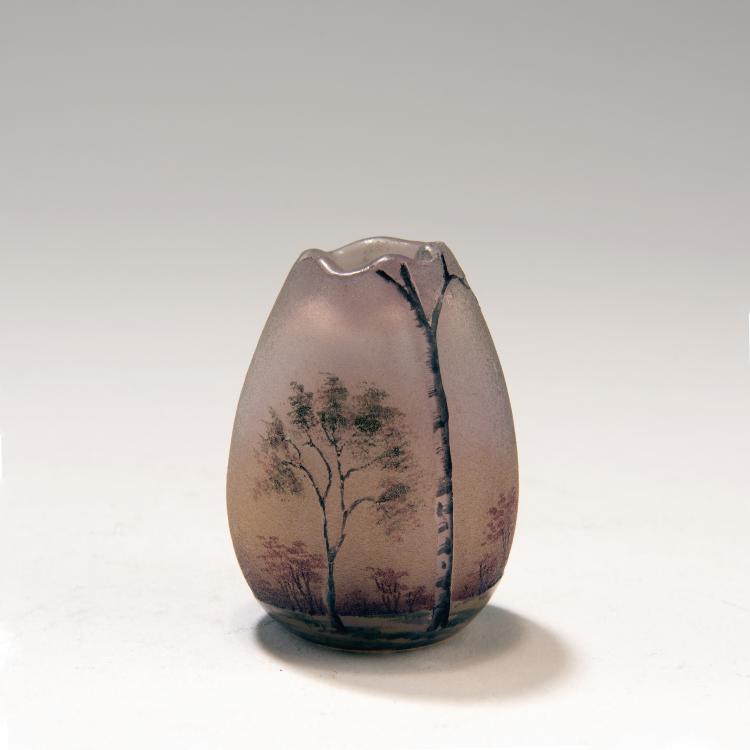 Hauptbild zu Objekt, Miniaturvase 'Paysage mauve', 1907, Daum Fr&egrave;res, Nancy, 141A 126