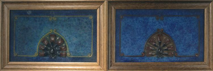 Hauptbild zu Objekt, Zwei Wandplatten 'Palmettes', um 1925, Walter, Amalric, Nancy (zugeschrieben), 141A 162