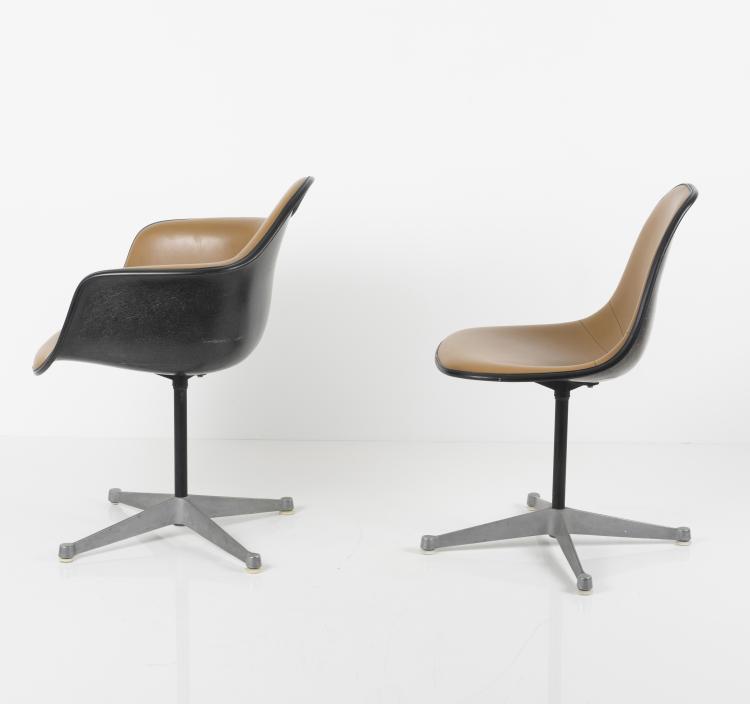 Bild 1 zu Objekt, Zwei St&uuml;hle 'Plastic Armchair' und 'Plastic Side Chair' auf 'Aluminium Group Base', 1950/53, 1959, Miller, Herman, Zeeland, 143B 308
