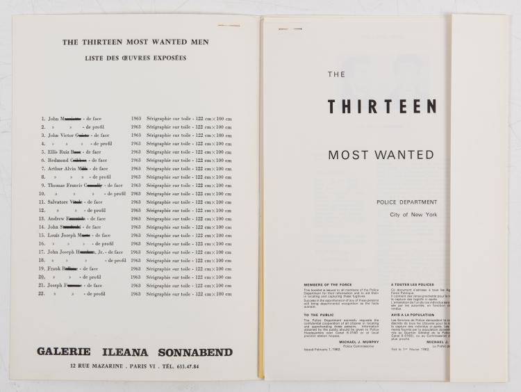 Bild 1 zu Objekt, 'The Thirteen Most Wanted Men' (Ausstellungskatalog), Dossier No 2357', 1967, Andy Warhol, Galerie Ileana Sonnabend, Paris, 1967, 142C 454