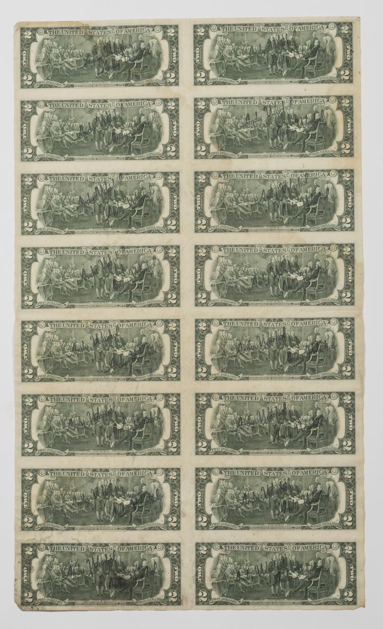 Bild 1 zu Objekt, '16 Two Dollar Notes (ungeschnitten)', wohl 1976, 142C 455