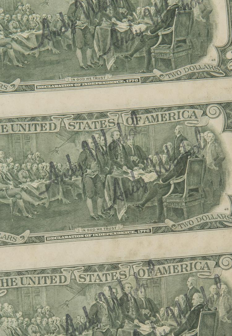 Bild 2 zu Objekt, '16 Two Dollar Notes (ungeschnitten)', wohl 1976, 142C 455