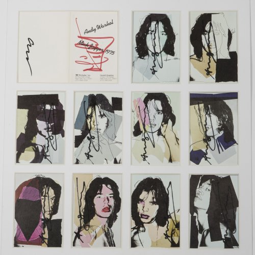 Kleine Promotion-Mappe zum Portfolio 'Andy Warhol Mick Jagger' von Castelli Graphics New York, 1975