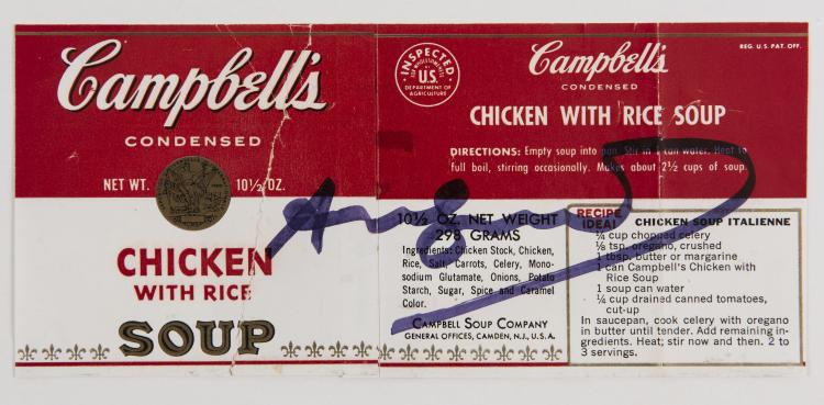 Hauptbild zu Objekt, Campbell&acute;s Soup Label (Chicken With Rice), 1960er Jahre , 142C 449