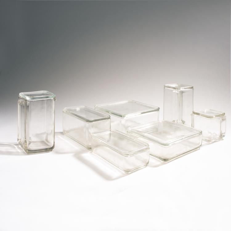 Bild 1 zu Objekt, 'Kubus-Geschirr', 1938, Vereinigte Lausitzer Glaswerke, Wei&szlig;wasser, 143B 404