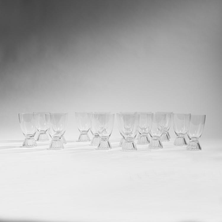 Hauptbild zu Objekt, 18 'Lahn' drinking glasses for the 40th conference of the Glass technical Society in Heidelberg 1966, 1964, Zwiesel, Vereinigte Farbenglaswerke, 142A 097