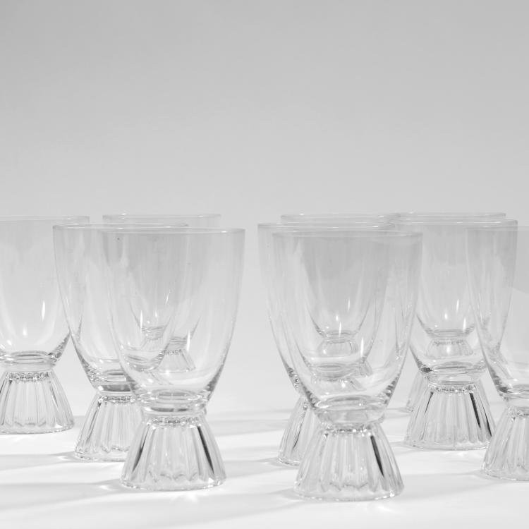 Bild 1 zu Objekt, 18 'Lahn' drinking glasses for the 40th conference of the Glass technical Society in Heidelberg 1966, 1964, Zwiesel, Vereinigte Farbenglaswerke, 142A 097