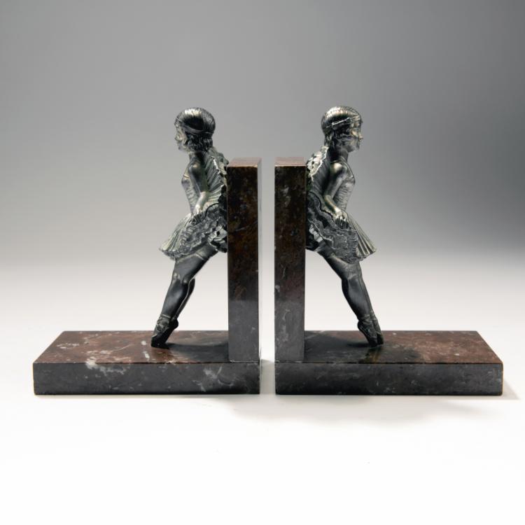 Hauptbild zu Objekt, Paar Buchst&uuml;tzen, kleine Ballerina, 1920er Jahre, BAI, Frankreich, 141C 724