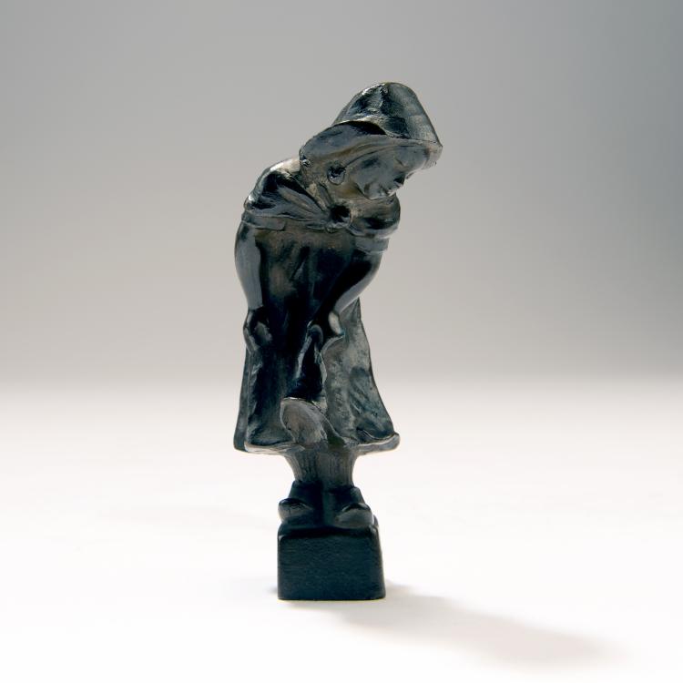 Bild 1 zu Objekt, Petschaft 'M&auml;dchen im Windsto&szlig;', 1900, K. & K. Kunst-Erzgiesserei, Wien, 141C 753