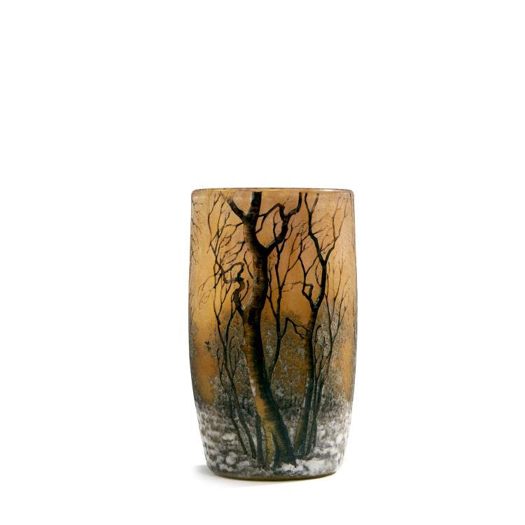 Hauptbild zu Objekt, Vase 'Cr&eacute;puscule sous la neige' oder 'Arbres en hiver', um 1906, Daum Fr&egrave;res, Nancy, 141C 420