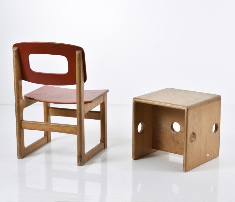 Bild 1 zu Objekt, Kinderstuhl und Hocker, 1970er Jahre, Hukit, D&auml;nemark, 143B 450