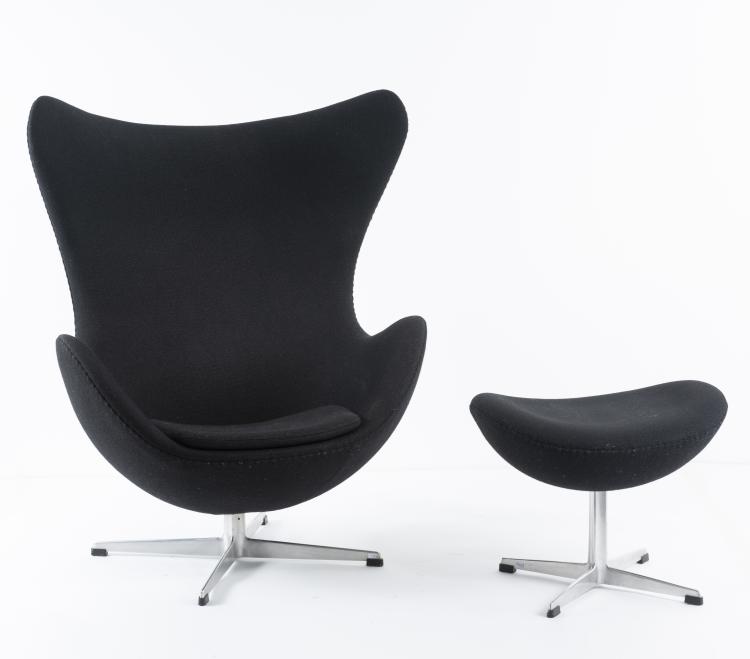 Bild 3 zu Objekt, 'Egg chair' with ottoman, 1957, Arne Jacobsen, Hansen, Fritz, Aller&ouml;d, 143B 348