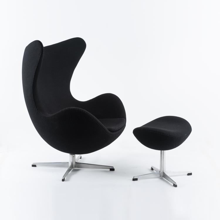 Bild 4 zu Objekt, 'Egg chair' with ottoman, 1957, Arne Jacobsen, Hansen, Fritz, Aller&ouml;d, 143B 348