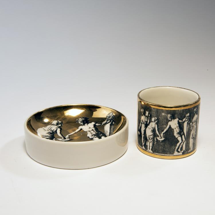 Hauptbild zu Objekt, Zigarettenbeh&auml;lter und Aschenbecher 'Offerta', 1950er Jahre , Fornasetti, Mailand, 143A 84