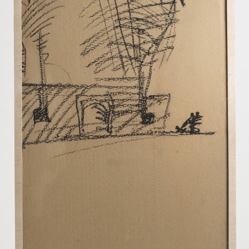 Charcoal drawing of the Tel Aviv Synagogue, 1995
