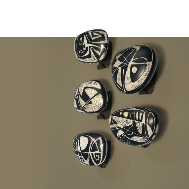 Hauptbild zu Objekt, Five coat hooks, 1950s, Cerrato, Victor, 143A 122